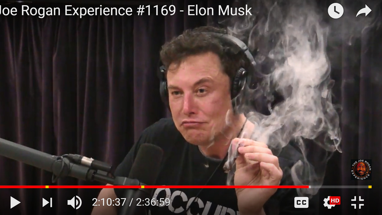 Podcast screenshot of a wealthy technology executive smoking on air.